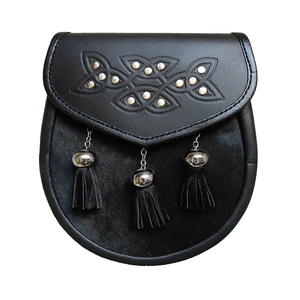 Professional Scottish <b>Kilt</b> Semi Dress in Different Colors with Leather Semi Sporran <b>Bag</b> Featuring Rampant Lion Tassels - Product Image 5