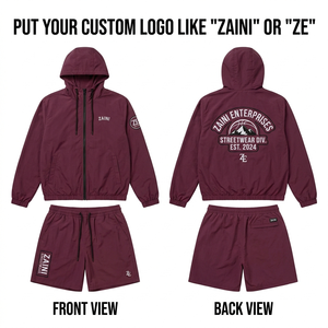 Men Windbreaker Short <b>Set</b> 120 GSM Premium Polyester Taslon Burgundy Custom Embroidery Screen Print Heat Transfer Logo - Product Image 1