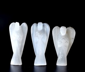 Vente directe usine – Anges en sélénite transparente de 3 pouces, sculptés, origine européenne, objet de collection d'art, provenant d'un fabricant indien - Product Image 1