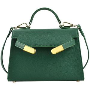 Sac fourre-tout structuré en cuir véritable texturé vert Togo pour femme – Sac à bandoulière de boutique - Product Image 1
