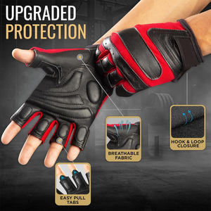 Half Finger Gym <b>Gloves</b> Weightlifting Bodybuilding Leather Fitness <b>Gloves</b> Pakistan Manufacturer Custom Logo OEM ODM - Product Image 5