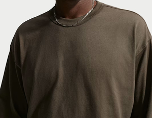 T-shirt surdimensionné pour homme en coton à manches longues, style streetwear hip-hop, effet vieilli et délavé, vêtements de fabricant en stock - Product Image 4