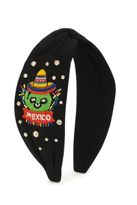 Nueva Diadema de Moda con Cuentas Rojas, Adorno de Ojo, Pedrería y Perlas Bordadas, Diadema con Nudo para Mujeres y Niñas - Product Image 2