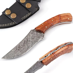 Cuchillo de Caza de Acero de Damasco Hecho a Mano con Mango de Madera Natural, Cuchillo Duradero para Exteriores, para Camping, Supervivencia y Caza - Product Image 4