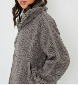 Sweat-shirt pull-over à manches longues, col demi-zip, coupe oversize à épaules tombantes, personnalisable avec logo brodé, pour femme, prix de gros - Product Image 3