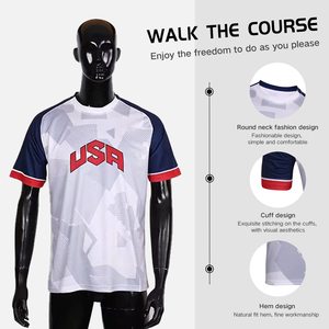 Maillot de football à manches courtes pour homme USA, col rond, impression sublimée, polyester respirant, coupe athlétique, vêtements pour adultes - Product Image 2