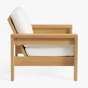 Minimalist Wooden One Seat Garden <b>Sofa</b> With White Cushions <b>Outdoor</b> Furniture Garden <b>Sofa</b> Lounge Chair - Madison - Product Image 2