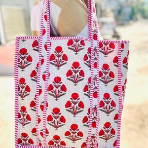 Bolso Tote Mini Tradicional Ecológico para Mujer, 100% Algodón Puro, Estampado Floral, Hecho a Mano, Acolchado, 18 Pulgadas, Ligero, de Lona - Product Image 2
