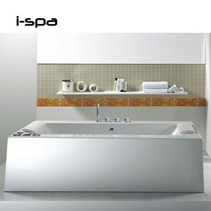 อ่างอาบน้ำอะคริลิคสีขาวแบบตั้งพื้นทรงสี่เหลี่ยมสำหรับโรงแรม - Product Image 1