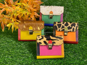 Nouveaux vrais cheveux faits à la main sur la peau métallique fourrure cuir femmes portefeuilles élégant coloré multi utilisations sacs à main ATM porte-cartes portefeuilles - Product Image 4