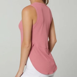 2026 Custom Womens Knitted Tank <b>Top</b> Plain Color <b>Ladies</b> Gym Sport <b>Vest</b> Fitness Wear Curved Hem Stylish Tank <b>Top</b> for Women - Product Image 4