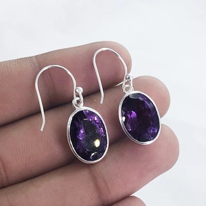 925 Sterling Silver Handmade Natural Amethyst Gemstone Cuff Earrings Boho Christian Fashion Jewelry for Women Gift - Product Image 3