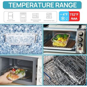 Lot de 5 récipients en verre de 35 oz pour la préparation des repas avec couvercles hermétiques, ensemble de rangement alimentaire écologique réutilisable, compatible four - Product Image 5