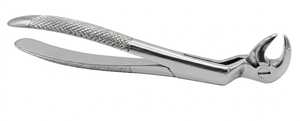 Forceps d'extraction dentaire pour molaires inférieures, revêtement chromé, poignées texturées, bec courbé, instrument chirurgical en acier inoxydable - Product Image 3