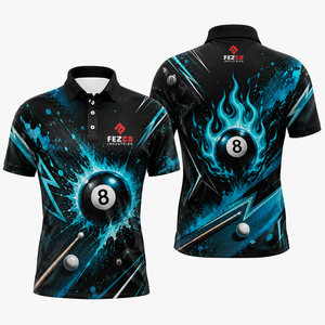 Custom Printed Sublimation Team Pool Jersey <b>Bowling</b> Polo Shirt for Men-Quick Dry Breathable Sportswear OEM - Product Image 2