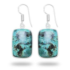 Boucles d'oreilles pendantes en chrysocolle multi-formes, cadeau de fête pour maman, bijoux fins faits à la main pour femmes, plaqué argent, charmantes boucles d'oreilles bleues - Product Image 3