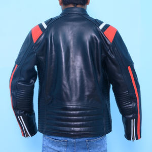 Chaqueta de Cuero para Motociclista Deportiva para Hombre al por Mayor con Rayas Rojas y Blancas y Forro de Malla de Poliéster Cómodo - Product Image 6
