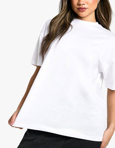 Cheap Price Women's White Oversized T-<b>Shirt</b> Crew Neck Short Sleeve <b>Flame</b> Logo Print Loose Fit 100% Cotton Jersey Casual Style - Product Image 5