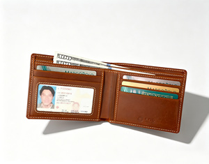 [In Stock] Genuine Leather Vintage RFID Protected Men's Bi-Fold ID <b>Card</b> <b>Wallet</b>-Handmade Castello Cowhide Crazy Horse Leather - Product Image 4