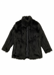 Manteau long en fausse fourrure noire pour homme, streetwear, vêtements d'extérieur décontractés de luxe - Product Image 4