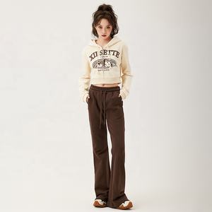 OEM Custom Trending Cropped Print Top Zipper Long Sleeve Sweat-shirt à capuche pour les femmes streetwear - Product Image 6