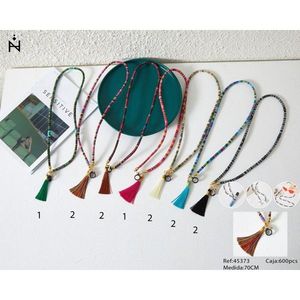 Catena per capelli con nappe Z Brand, 70 cm, corda colorata con perline e ciondolo, accessorio moda donna - Product Image 1