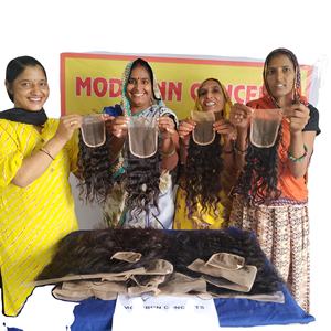 Cabello humano natural del templo indio de la Virgen al por mayor 4*4 Cierre estilo rizado del color negro con la onda de agua cruda sin procesar - Product Image 3