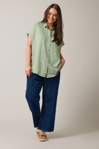 Breathable <b>Linen</b> Rayon Short Sleeve Women Shirts Custom Print Button up Shirts - Product Image 2