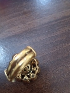 Flower Shape <b>Cocktail</b> <b>Ring</b> With green doublet Stone <b>Gold</b> Plated Women's Wedding Jewelry Glam Style adjustable <b>ring</b> - Product Image 2