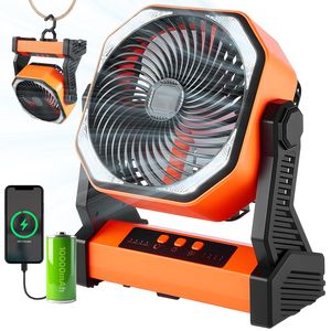 Ventilatore Portatile da Campeggio 10000mAh con Luce, 4 Velocità, 8 Pollici, Ricaricabile a Batteria, Oscillazione a 270 Gradi, per Esterni e Scrivania - Product Image 1