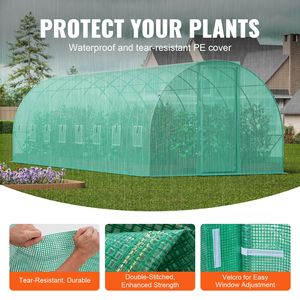 Serra a tunnel verde 27.4x9.5x7.4 piedi con telaio in acciaio zincato, serra per piante in PE verde, piccola serra a tunnel in PVC - Product Image 3