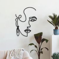 Art mural en métal abstrait minimaliste fait à la main, visage de femme, pour salon, chambre à coucher, hôtel, décoration intérieure