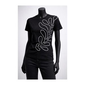 Camiseta de Verano para Mujer, Negra, Lisa, Corte Regular, Poliéster/Algodón, Casual, Manga Corta, Transpirable, de Alta Calidad - Product Image 1