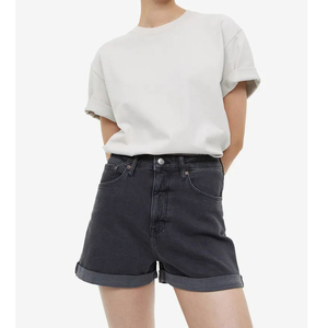 High Quality Ultra High <b>Waist</b> Breathable Cotton Denim Shorts for Women Attractive Colors Plus Size with Pocket Decoration - Product Image 2