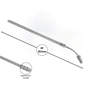 Tube d'aspiration Poole 10″ courbé 16FR 5,33 mm, instrument chirurgical abdominal en acier inoxydable réutilisable - Product Image 3