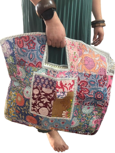 Custom <b>Patchwork</b> Block Printed Cotton Tote <b>Bags</b> 100% Cotton Jaipur Handcrafted Artisanal Shoulder <b>Bag</b> Unique Premium Summer Open - Product Image 2