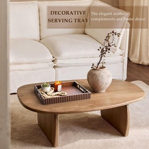 Bandeja de Servir Decorativa de Madera con Asa, Apta para Microondas, Diseño Contemporáneo Multifuncional para Decoración del Hogar - Plato de Madera Rústica - Product Image 2