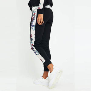 Women's Floral Side Stripe Ankle-Length <b>Pants</b> Mid Waist Elastic Knitted Spandex Cotton Casual Skinny Fit Spring Style - Product Image 4