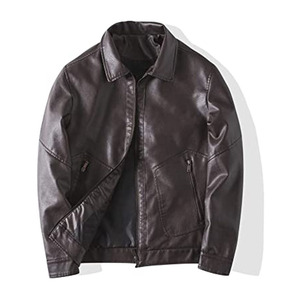 Veste moto en cuir PU marron, coupe ajustée, à capuche, personnalisable, vêtement d'automne pour homme, fermeture éclair. - Product Image 4