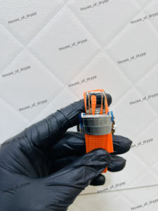 Reloj Cronógrafo Iced Out de Acero Inoxidable con Bisel de Moissanita, Correa de Goma Naranja, Estilo Hip Hop Bling, Ligero, Unisex - Product Image 3