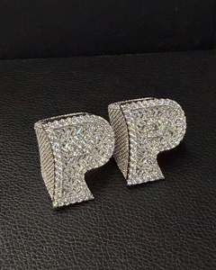 Custom Letter P 925 Sterling Silver Moissanite Hip Hop Wedding <b>Ring</b> Iced <b>Initial</b> Statement Men's Luxury Bling 14K Gold Plated - Product Image 3