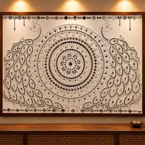 Handmade Clay Mud Compound Metal Framed Wall Art <b>Mirror</b> Decor Traditional Indian Wedding <b>Panel</b> Designer Home Hanging Custom Boho - Product Image 4