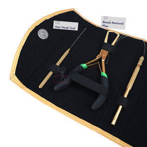 Kit d'outils professionnels pour extensions de cheveux de salon, comprenant des pinces à extensions, un outil à boucles avec crochet de tirage de fil et des pinces à sertir pour le retrait - Product Image 3