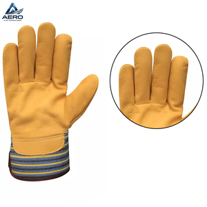 2026 Heavy-Duty Multi-Purpose Striped Canvas & Genuine Leather Safety <b>Gloves</b> for Construction & Material Handling Driver <b>Gloves</b> - Product Image 6