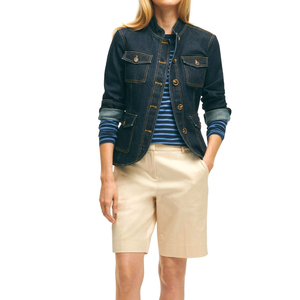 Chaqueta vaquera de mezclilla para mujer, de manga larga, azul, delgada, de alta calidad, con forro de lana, estilo abrigo, personalizada, al por mayor - Product Image 3