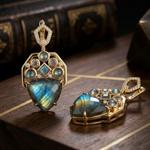 Luxury Labradorite Drop Earrings 925 <b>Sterling</b> <b>Silver</b> 18K Gold Plated 4.5 Inch 10g Multi Size Gemstone Wholesale Factory Price - Product Image 4