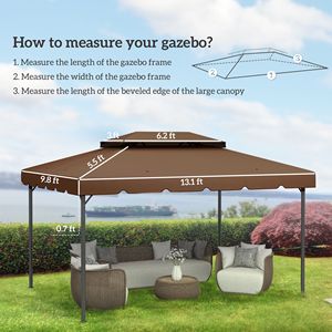 Telo di Ricambio per Gazebo 13FT X 10FT con Tetto a Doppia Ventilazione per Modelli 84C 101 o 84C 144 (SOLO TELO) Colore Caffè - Product Image 3