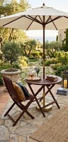 Ensemble de table pliante d'extérieur en teck, style méditerranéen léger, mobilier de patio en bois pour jardin, terrasse de piscine, école