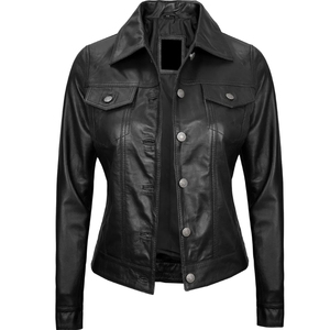 Chaqueta Bomber de Cuero Genuino Marrón REBA SPORTS IMPEX para Mujer, Manga Larga, Cuello Alto, Cierre de Cremallera Transpirable - Product Image 1