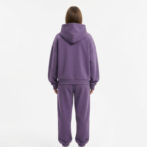 Stylish Winter Women's Hooded Solid Fleece 2-Piece Tracksuits Versatile Full Set Short Sleeves 100% Cotton Comfortable Training - Product Image 2